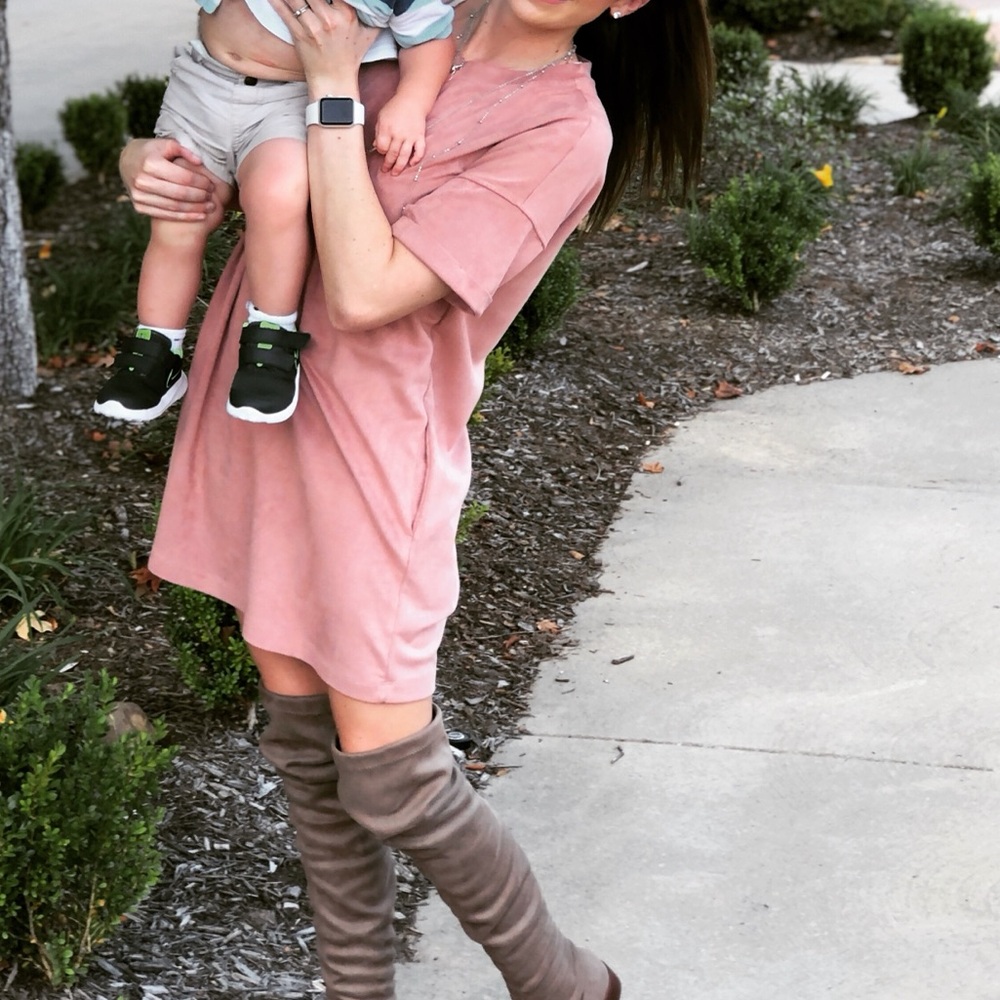Women's Suede Pink Dress